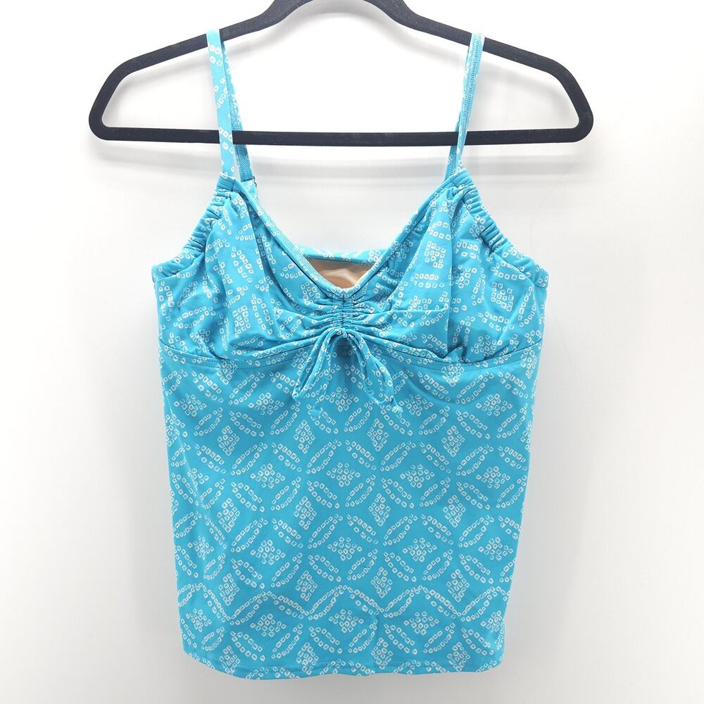 Lands' End Tankini Swimsuit Top Womens 10 Geometric Pattern Lined Swim Wired